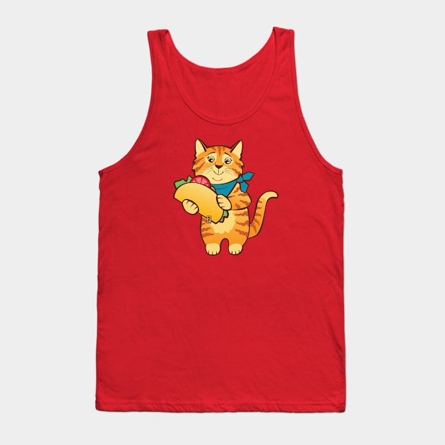 Cat with Taco Tank Top by Sue Cervenka